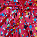 Colourful Polka Dot Spots Spotty Satin Dress Fabric 60", Red - Bull Ring Fabrics