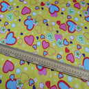 Colourful Retro Satin Fabric Love Hearts & Flowers Print 60" - Bull Ring Fabrics