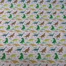 Cool Dinosaurs Kids Fun Polycotton Fabric 45", White - Bull Ring Fabrics