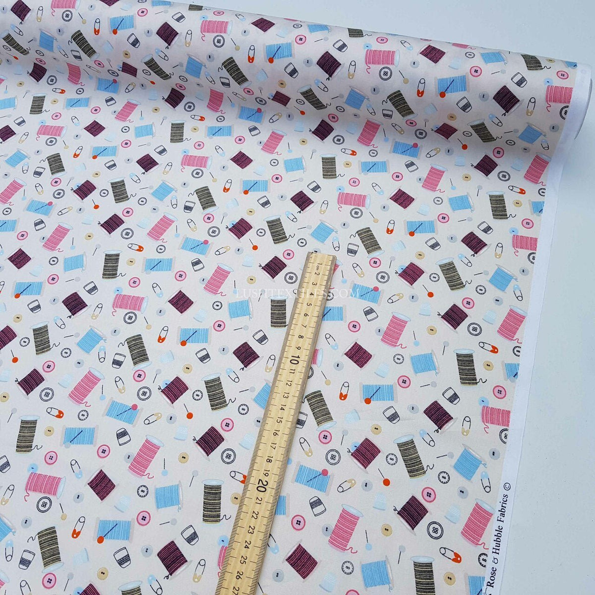 Cotton Reels Rose & Hubble Poplin Fabric, Cream - Bull Ring Fabrics