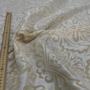 Cream Damask Velvet Flock Taffeta Fabric - Bull Ring Fabrics