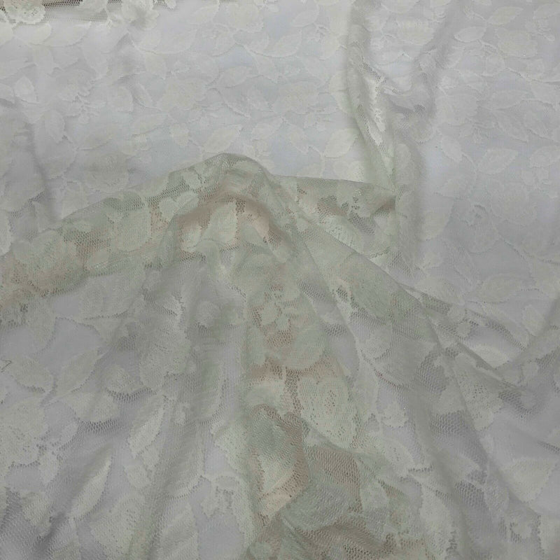 Cream Floral Cotton Stretch Lace Fabric 140cm - Bull Ring Fabrics