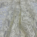 Cream Flower Lace Mermaid Hem Cami Lace Wedding Fabric Net Wedding Crop Dress - Bull Ring Fabrics