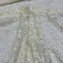 Cream Flower Lace Mermaid Hem Cami Lace Wedding Fabric Net Wedding Crop Dress - Bull Ring Fabrics