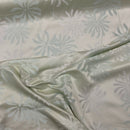 Cream & Green Floral Flowers Curtain Brocade Fabric 140cm - Bull Ring Fabrics