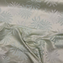 Cream & Green Floral Flowers Curtain Brocade Fabric 140cm - Bull Ring Fabrics