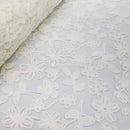 Cream Ribbon Flower French Lace Floral Fabric Net Material Wedding Bridal Dress - Bull Ring Fabrics