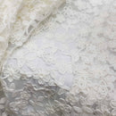 Cream Ribbon Flower French Lace Floral Fabric Net Material Wedding Bridal Dress - Bull Ring Fabrics