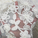 Cream Ribbon Flower French Lace Floral Fabric Net Material Wedding Bridal Dress - Bull Ring Fabrics