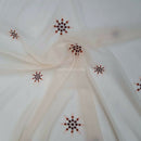 Cream Starbuzz Embroidery Floral Voile Fabric Net Curtain 150cm - Bull Ring Fabrics