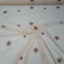 Cream Starbuzz Embroidery Floral Voile Fabric Net Curtain 150cm - Bull Ring Fabrics