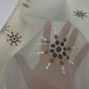 Cream Starbuzz Embroidery Floral Voile Fabric Net Curtain 150cm - Bull Ring Fabrics
