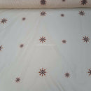 Cream Starbuzz Embroidery Floral Voile Fabric Net Curtain 150cm - Bull Ring Fabrics