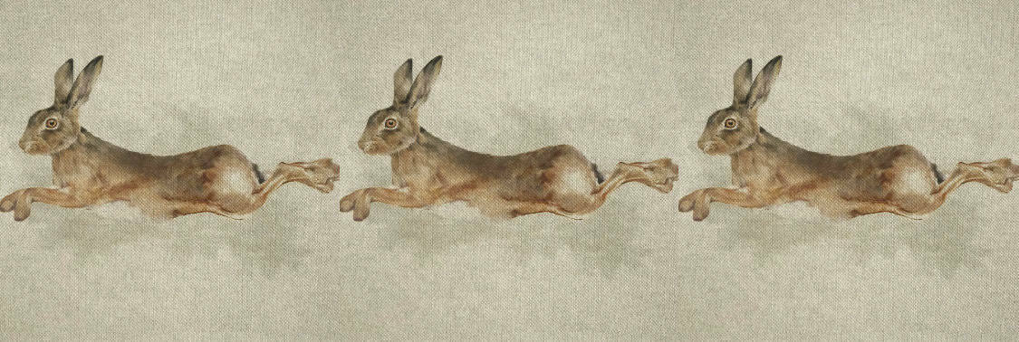 Cushion Picture Panel, Leaping Hare - Bull Ring Fabrics