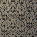 Black Damask Velvet Flock Taffeta Fabric, Brown