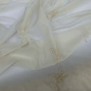 Gold Floral Cream Embroidery Voile Fabric Net Curtains Dress Window Draping