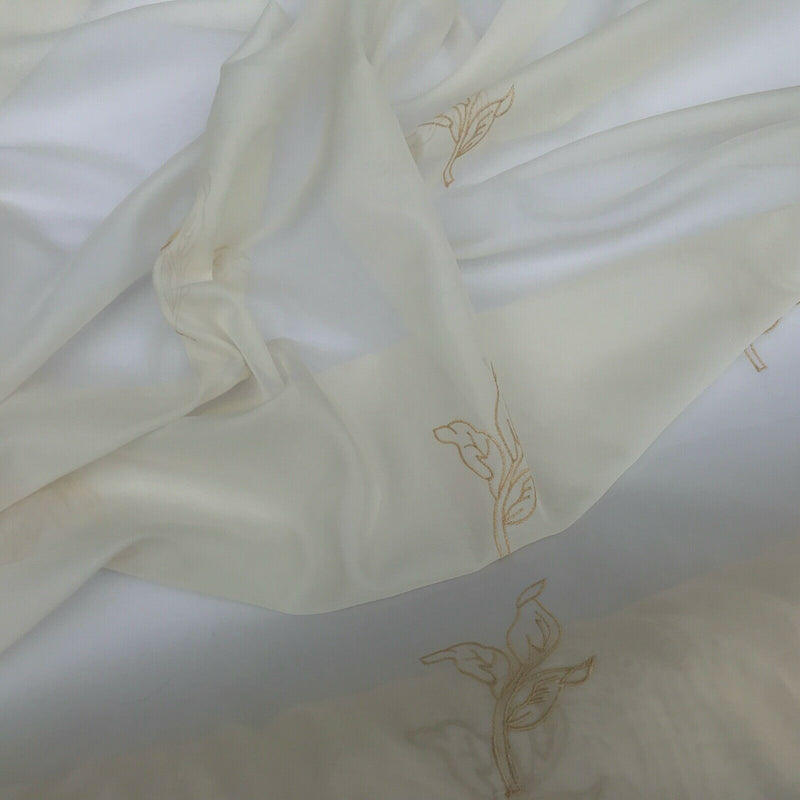 Gold Floral Creme Stickerei Voile Stoff Netz Vorhänge Kleid Fenster Drapieren