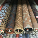 Brown Floral Damask Cotton Curtain Brocade Fabric 140cm