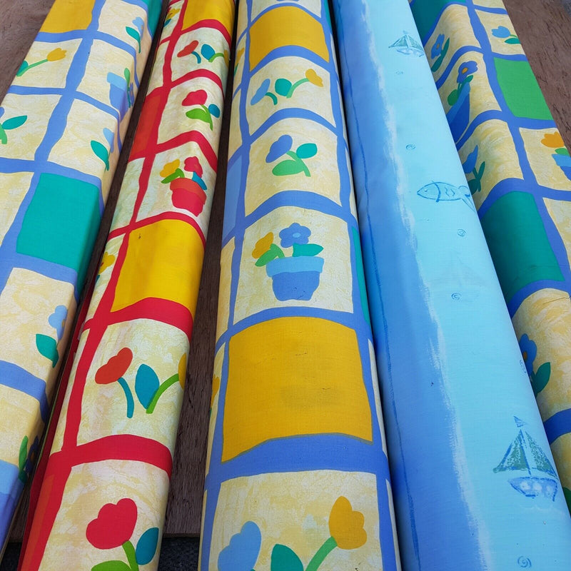 Blaue Blumentöpfe, wasserdicht, Ripstop, PVC, für den Außenbereich, Badezimmer, Stoff, Kinderzimmer, 182 cm