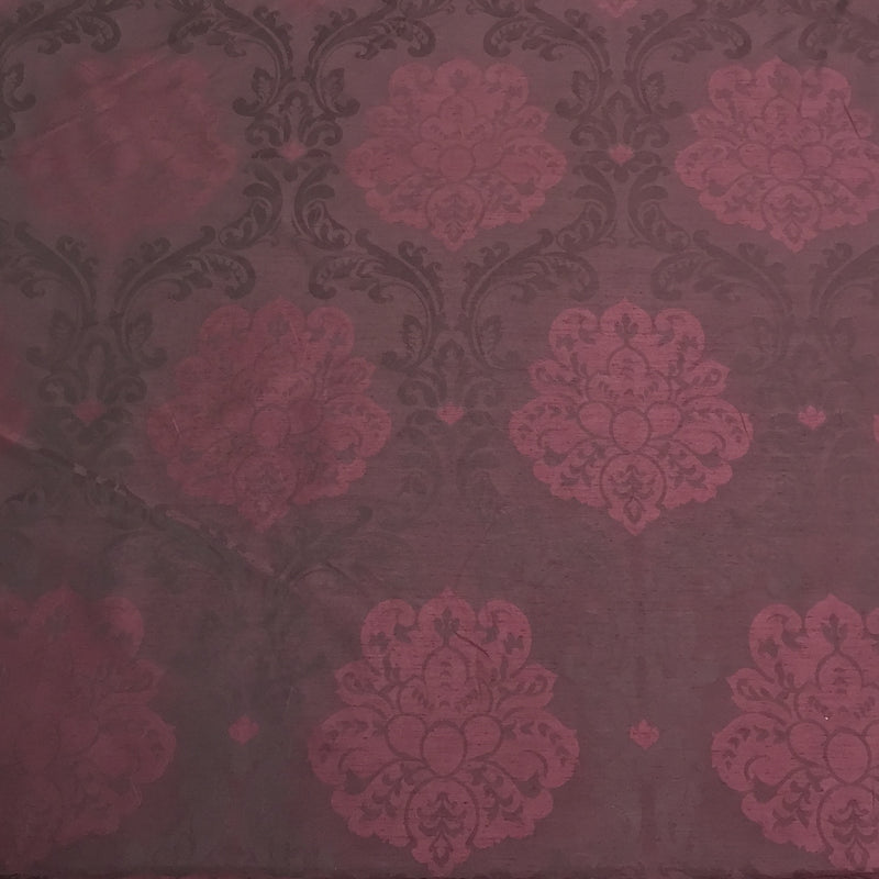 Damask Faux Silk Slub Upholstery Curtain Brocade Fabric, Purple
