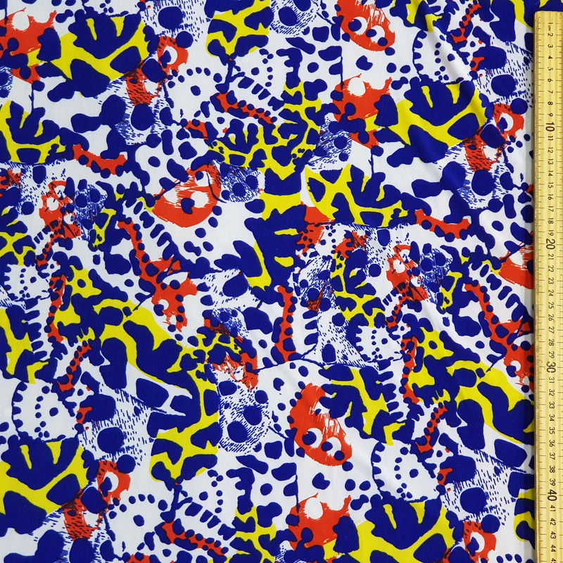 Camo Abstract Print Lycra Dress Fabric, White