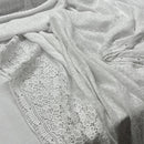Daisy Floral Embroidery French Venice Lace Fabric, White - Bull Ring Fabrics