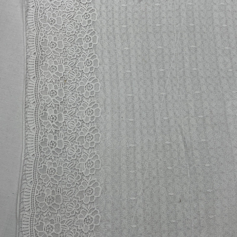 Daisy Floral Embroidery French Venice Lace Fabric, White - Bull Ring Fabrics
