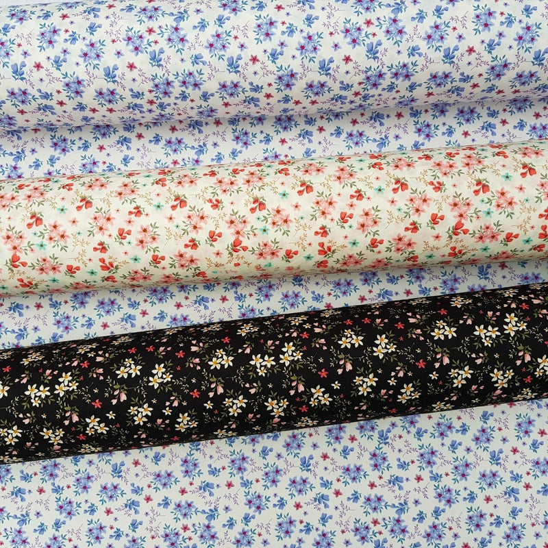 Daisy Flowers Rose & Hubble Cotton Poplin Fabric - Bull Ring Fabrics