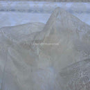 Damask 2 Velvet Flock Organza Net Voile Fabric, Cream - Bull Ring Fabrics