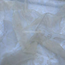 Damask 2 Velvet Flock Organza Net Voile Fabric, Cream - Bull Ring Fabrics