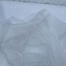 Damask 2 Velvet Flock Organza Net Voile Fabric, White - Bull Ring Fabrics