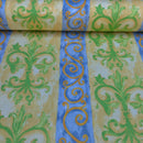 Damask Cotton Vintage Print Fabric, Yellow/Green - Bull Ring Fabrics