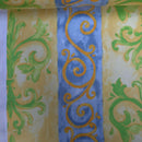 Damask Cotton Vintage Print Fabric, Yellow/Green - Bull Ring Fabrics
