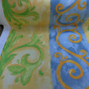 Damask Cotton Vintage Print Fabric, Yellow/Green - Bull Ring Fabrics