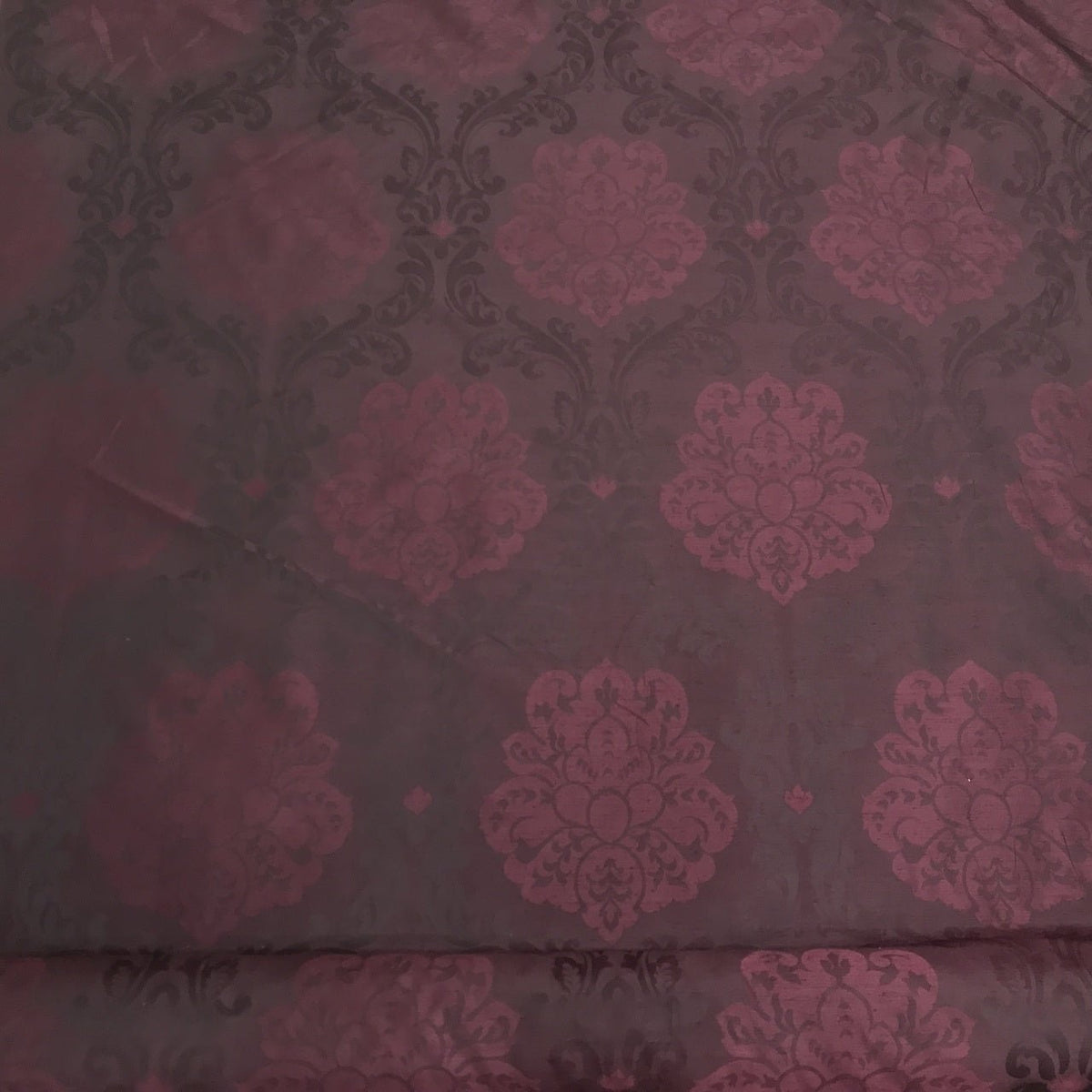 Damask Faux Silk Slub Upholstery Curtain Brocade Fabric, Purple - Bull Ring Fabrics