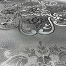 Damask PVC Oilcloth Fabric Embossed Metallic, Silver - Bull Ring Fabrics