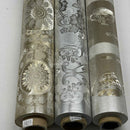 Damask PVC Oilcloth Fabric Embossed Metallic, Silver - Bull Ring Fabrics