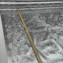 Damask PVC Oilcloth Fabric Embossed Metallic, Silver - Bull Ring Fabrics