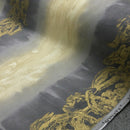Damask Sonata Striped Vintage Cotton Fabric, Cream/Grey - Bull Ring Fabrics