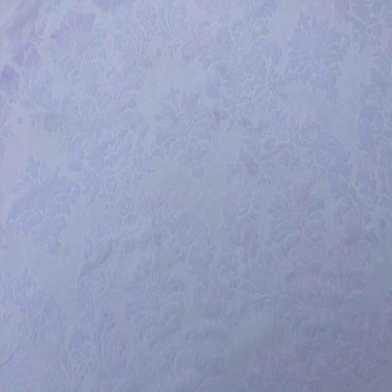 Damask Velvet Flock Organza Net Voile Fabric, White - Bull Ring Fabrics