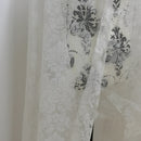 Damask Velvet Flock Organza Net Voile Fabric, White - Bull Ring Fabrics