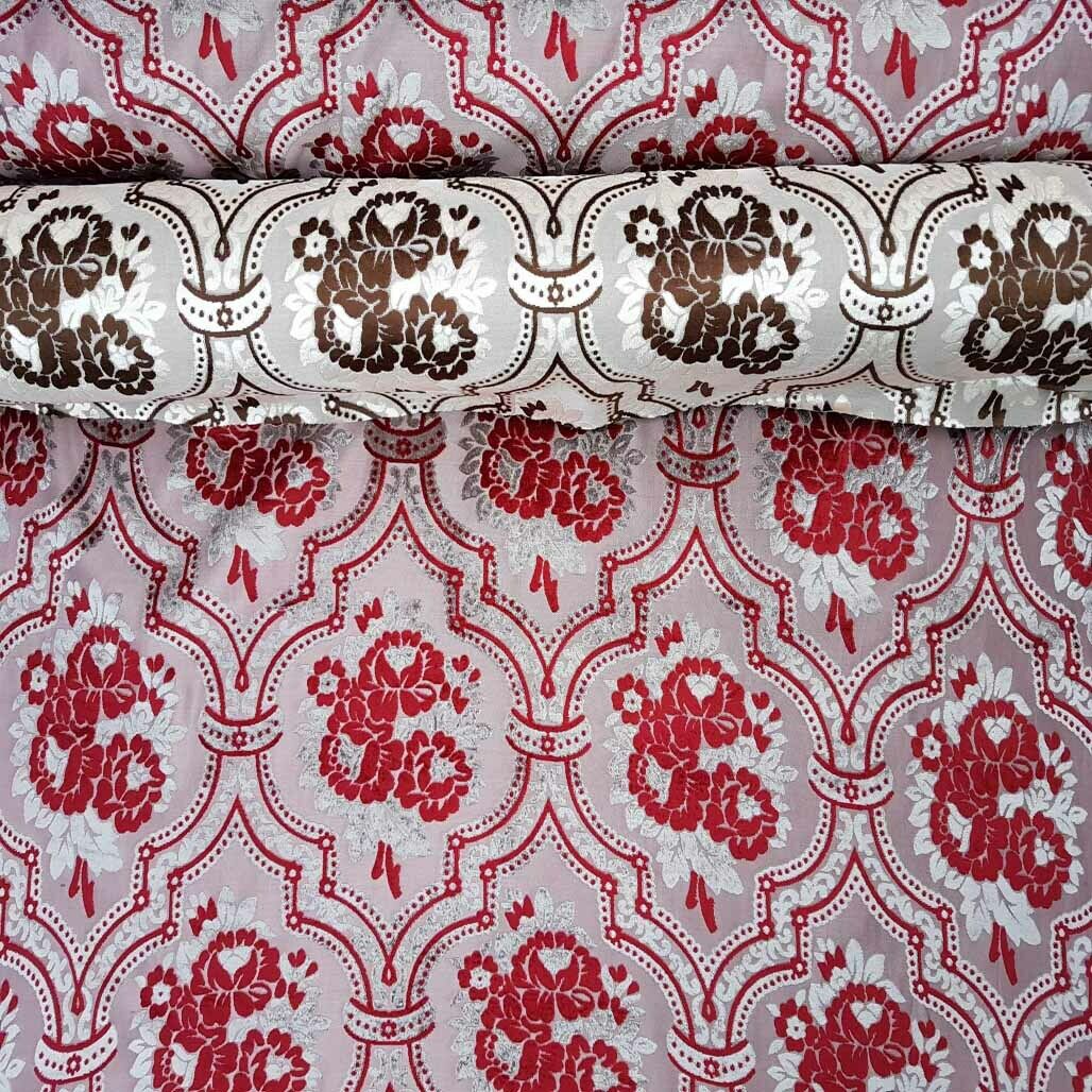 Damask Velvet Floral Tapestry Chenille Upholstery Curtain Brocade Fabric 140cm - Bull Ring Fabrics