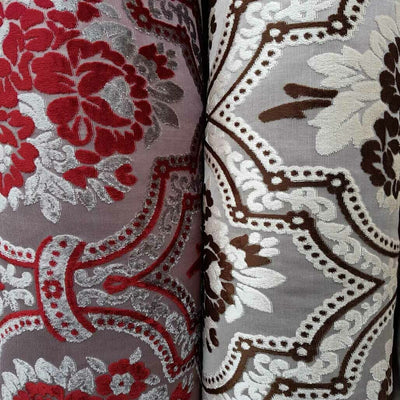 Damask Velvet Floral Tapestry Chenille Upholstery Curtain Brocade Fabric 140cm - Bull Ring Fabrics