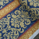 Damask Vintage Cotton Print Craft Fabric, Blue/Gold - Bull Ring Fabrics