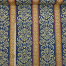 Damask Vintage Cotton Print Craft Fabric, Blue/Gold - Bull Ring Fabrics