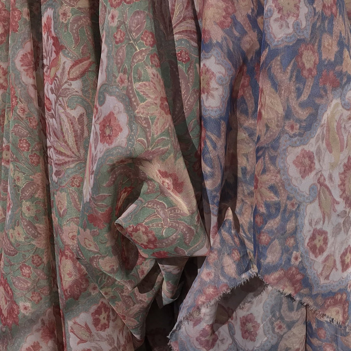 Damask Vintage Tissue Voile Fabric - Bull Ring Fabrics