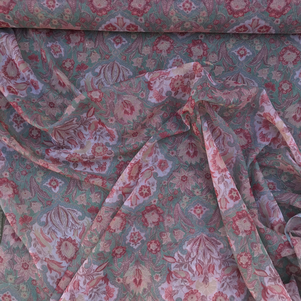 Damask Vintage Tissue Voile Fabric - Bull Ring Fabrics