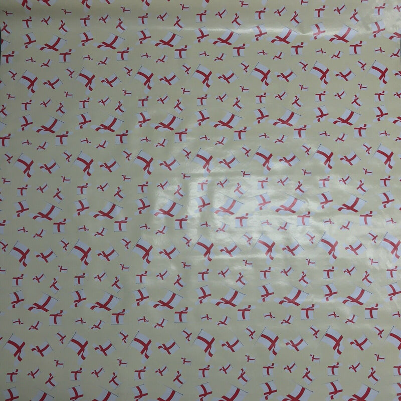 England Flags Plastic PVC Printed Tablecloth 140cm, Cream