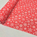Xmas Snowflakes Christmas Polycotton Fabric 45", Red