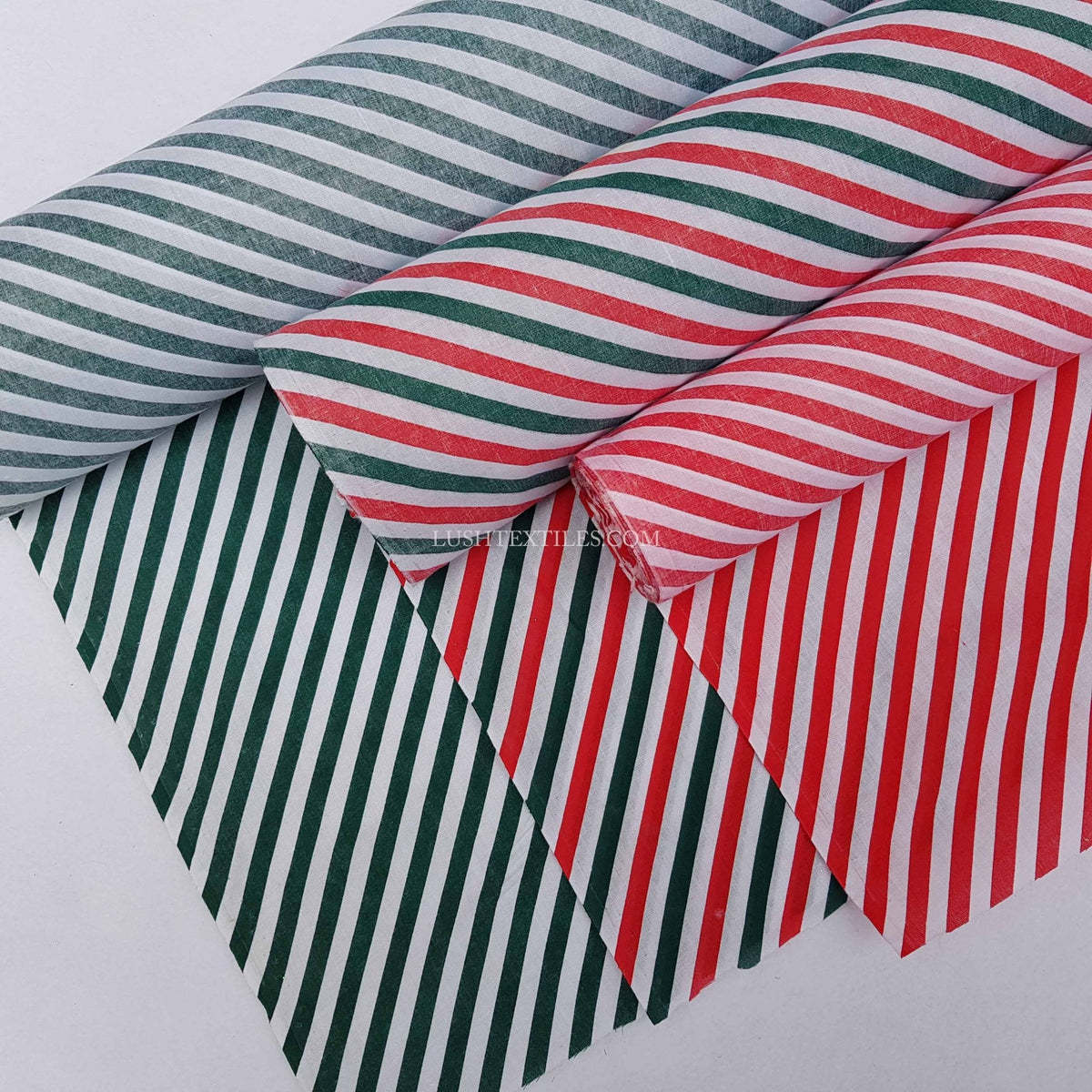 Diagonal Candy Stripes Poly Cotton Fabric - Bull Ring Fabrics